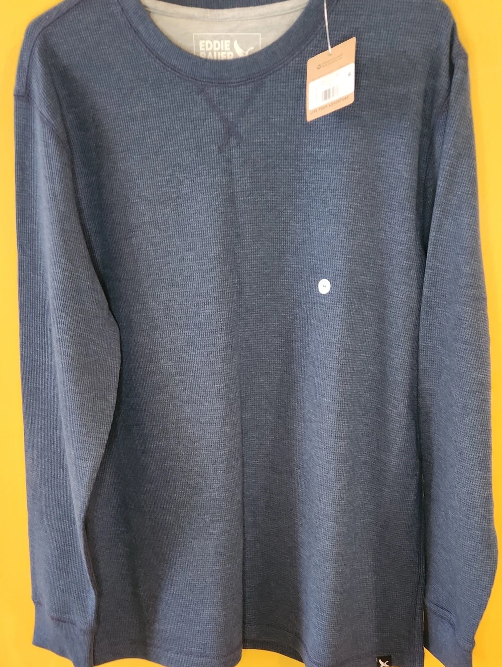 Eddie Bauer Navy Blue Waffle-Knit Crew Sweatshirt